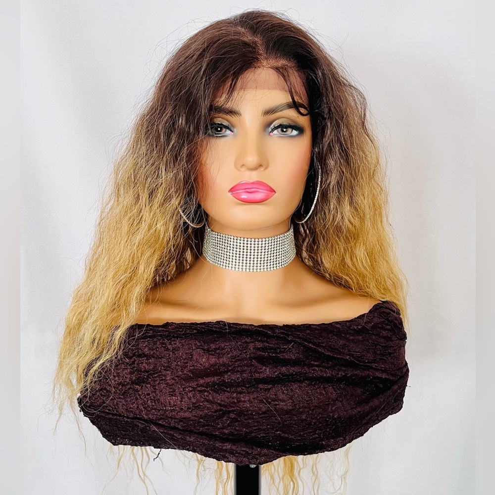 26” Versatile 13x4 Lace Front Premium Fiber Wig in Ombre Golden Blonde